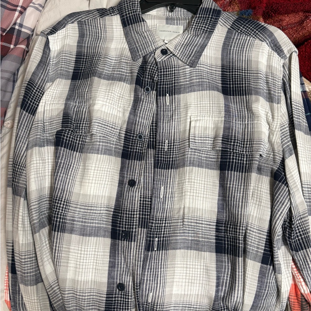 American Eagle Outfitters Black and White Plaid Shirt